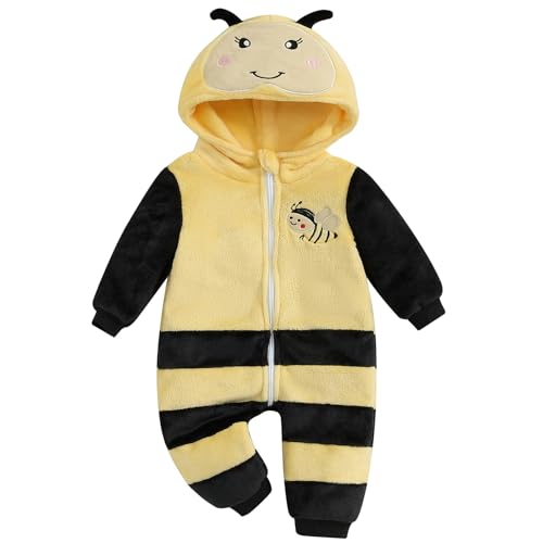 Halloween Bee Costume Hooded Zipper Romper Jumpsuity