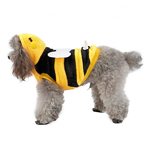 Bee Dog Costume, Halloween Dog Hoodies Outfits  for Small Medium Pet(S/Yellow)