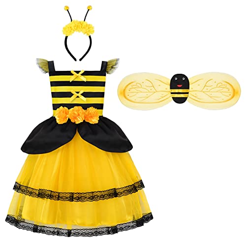 Bee Costume Kids Fancy Dress with Bee Wings Halloween Party