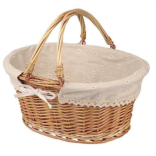 Large Multipurpose Wicker Basket with Handle and Liner