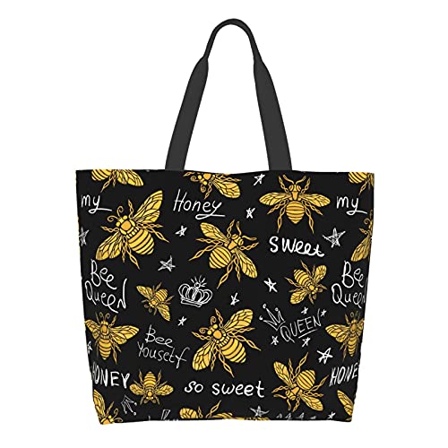Honey Bee Canvas Tote Bag Large Reusable