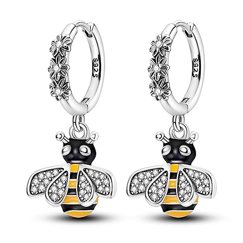 Bee Dangle Drop Earrings 925 Sterling Silver
