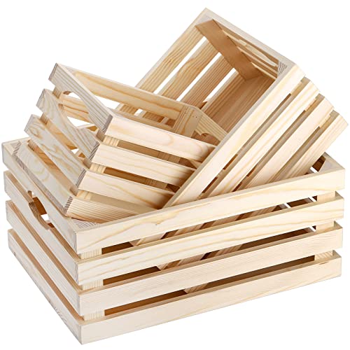Wooden Crates with Handles Hand Crafted Wood