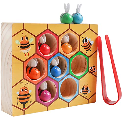 Fine Motor Skill Toy, Clamp Bee to Hive Matching Game