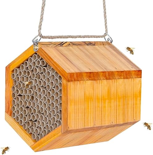 Mason Bee House - Handmade Natural Wood