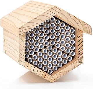 WHITEHORSE Premium Cedar Bee House - 6” Long Replaceable Tubes - Perfect for Mason Beekeeping