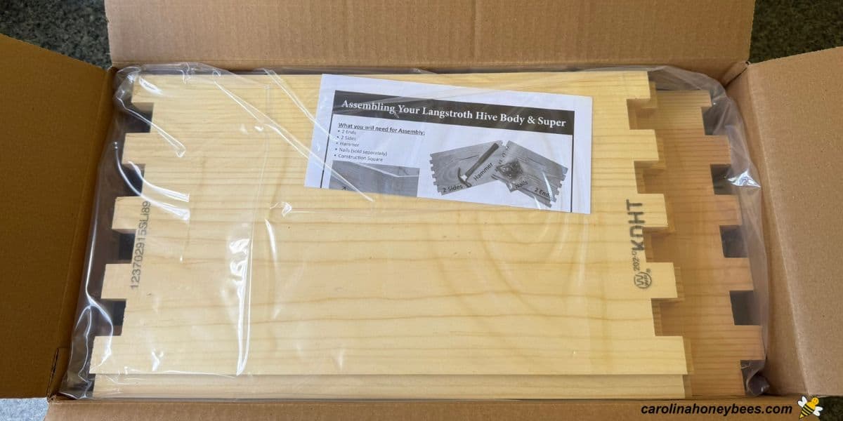 New unassembled beehive box in a carton.