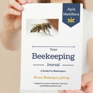 Lady holding copy of Your Beekeeping Journal image.